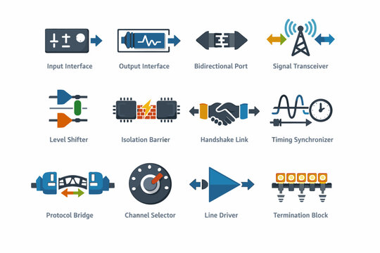 Input simple generation icon protocol driver isolation selector vector image port timing
