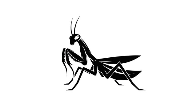 Black praying mantis silhouette illustration