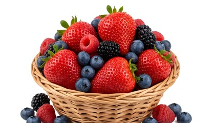 Obraz premium Bowl of mixed berries including strawberries, blueberries, blackberries and raspberries assortment