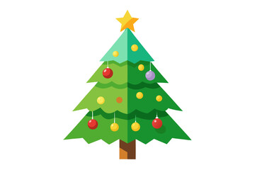 Fototapeta premium Christmas tree white background 