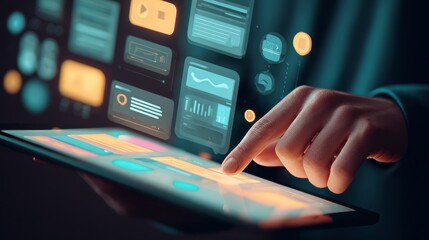 Digital lifestyle concept, person browsing on tablet