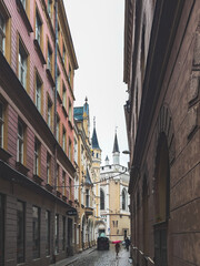 Fototapeta premium The narrow streets of Riga, Latvia