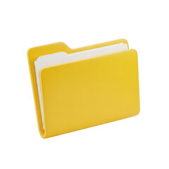 A yellow folder icon with a slight shadow indicating a three-dimensional effect. isolated on transparent background