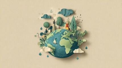 Earth day concept, minimal eco illustration