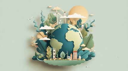 Earth day concept, minimal eco illustration