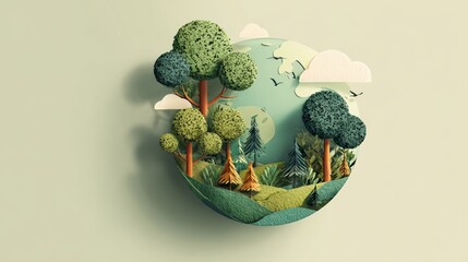 Earth day concept, minimal eco illustration