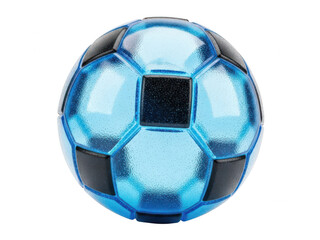 A vibrant blue and white soccer ball with a classic black pentagon pattern. isolated on transparent background