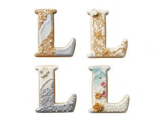A creative design featuring stylized letters l in various colors and patterns isolated on transparent background