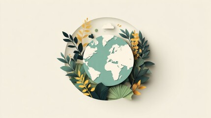 Earth day concept, minimal eco illustration