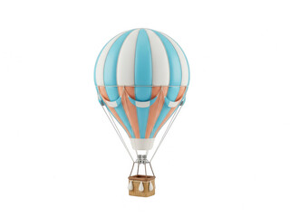 A whimsical hot air balloon with a basket full of books floating in a clear sky isolated on transparent background