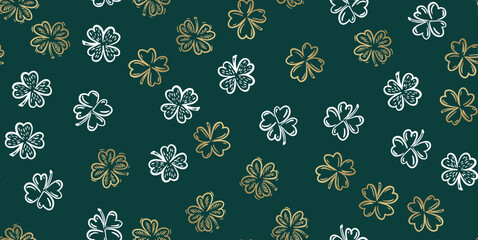 Clover pattern, Saint Patricks Day, hand drawn illustrations.	
