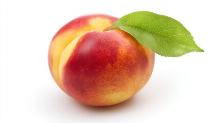 stonefruit. A single fresh peach with a green leaf, presented on a clean white background in a minimalist style. menu design.
sewing.