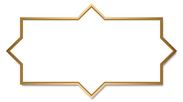 Luxury golden decorative frame border animation with embossed and shadow on white background and green screen. 4K animated gold frame border for greeting overlay, title text box, and motion graphics.