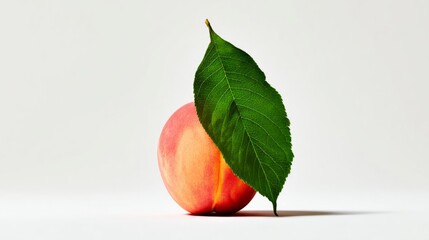 stonefruit. A single fresh peach with a green leaf, presented on a clean white background in a minimalist style. menu design.
sewing.