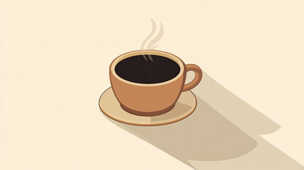 Obraz premium A minimalist illustration of a steaming cup of coffee, perfect for any morning AI Generative