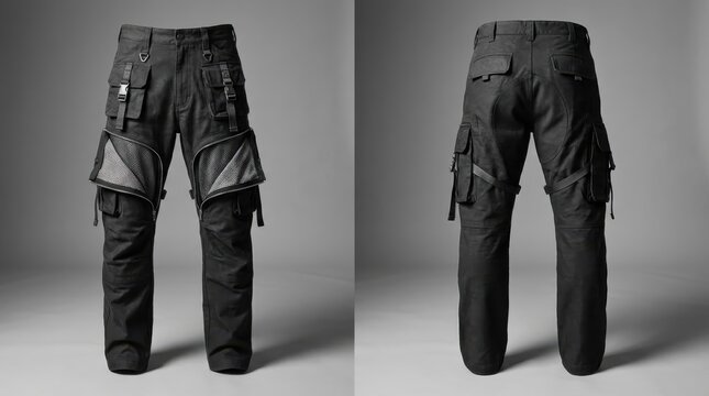 Tactical Techwear Pants with Utility Pockets: Modern Urban Apparel for Streetwear Fashion and Outdoor Adventures, Featuring Functional Design and Contemporary Style in Dark Gray Shade