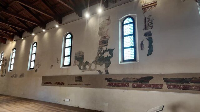 Pomposa Abbey, Po Delta, Codigoro, Ferrara, Italy - February 5, 2026 - Views of the historic Romanesque-Byzantine church