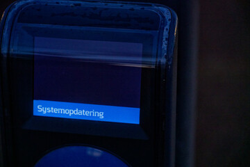 Obraz premium Outdoor electrical cabinet with wet cover and updater label.