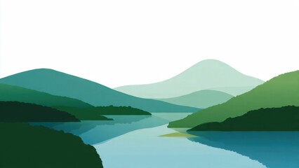 Serene Mountain Lake Landscape