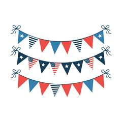 Obraz premium An illustration of a patriotic banner with American flags and bunting for a festive celebration