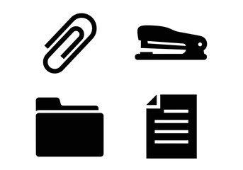 vector black office icons set