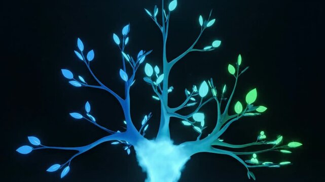 Digital Identity Access Management Tree with Glowing User Nodes