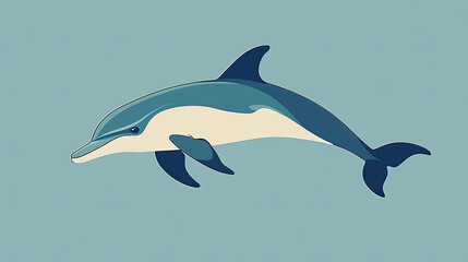 Fototapeta premium A captivating illustration of a dolphin swimming in water, with sleek lines and a tranquil ambiance. The dolphin has a distinctive pattern AI Generative