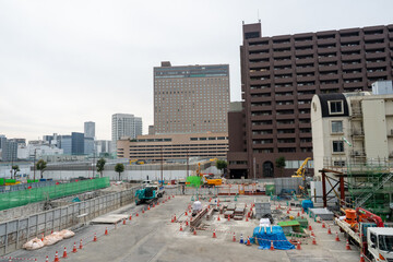 中之島５丁目再開発の工事現場