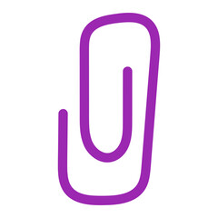Purple paper clip icon illustration. Flat isolated vector design is a symbol for office supplies, school, organization, documents, and digital attachments