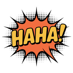 Obraz premium A comic book style illustration of a person laughing out loud with a big HAHA exclamation