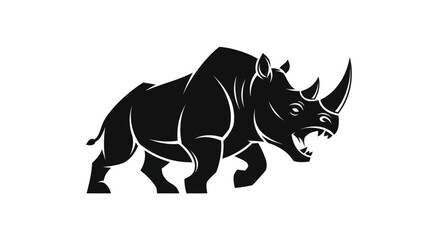 Black rhino silhouette on white background © Zaan