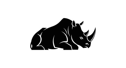 Black rhino silhouette on white background © Zaan