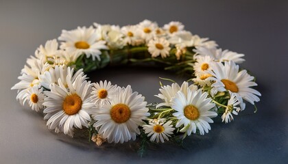 Obraz premium Cute Simple Daisy Wild Flower Bouquet Wreath