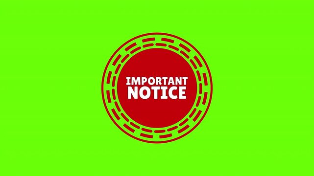 important notice circular badge animation warning announcement information label motion graphic