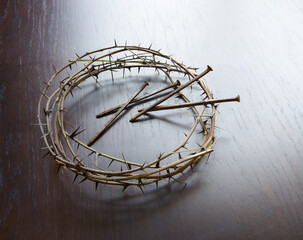 Nails and wteath on a table