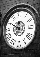 Big dark brick tower clock