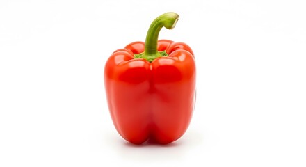 Vibrant Red Bell Pepper on White Background
