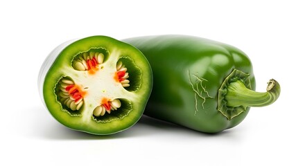 Fresh green pepper cut in half