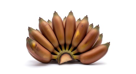 Cluster of Ripe Plantains on White Background