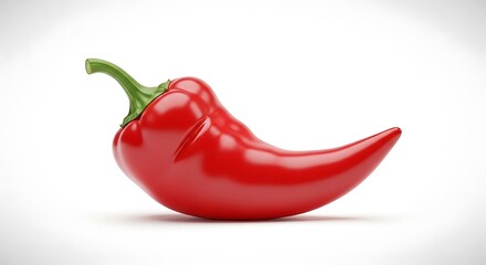 Vibrant Red Chili Pepper on White Background