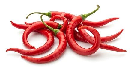 Red Chili Peppers on White Background