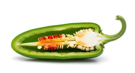 Sliced Green Pepper with Seeds