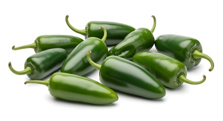 Fresh Green Jalapenos on White Background