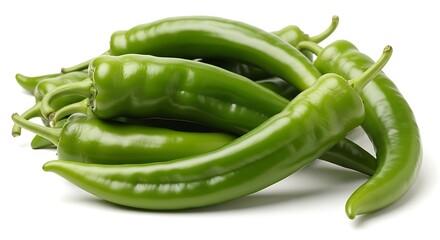 Fresh Green Peppers on White Background