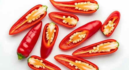 Vibrant Red Chili Peppers on White Background