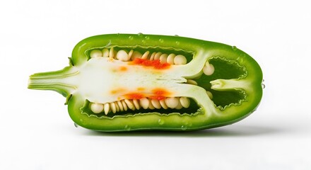 Cut Jalapeno Pepper on White Background