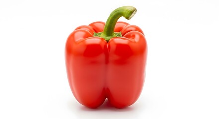 Vibrant Red Bell Pepper on White Background