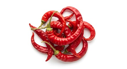 Vibrant Red Chili Peppers on White Background