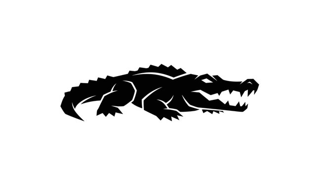 Black silhouette alligator illustration
