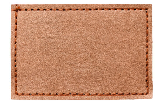 Blank Rectangular Tan Suede Patch with Stitched Border